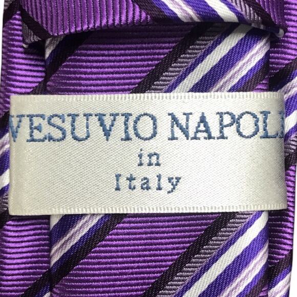 Vesuvio Napoli in Italy Striped Skinny Tie Purple - Picture 3 of 3